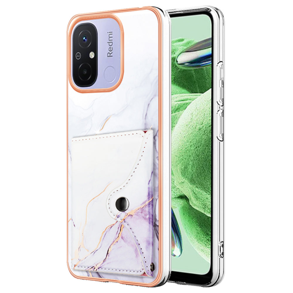 YB Leather Coating Series-9 for Xiaomi Redmi 12C 4G / 11A 4G Case IMD Pattern Kickstand Back Cover YB Leather Coating Series-9 for Xiaomi Redmi 12C 4G / 11A 4G Case IMD Pattern Kickstand Back Cover